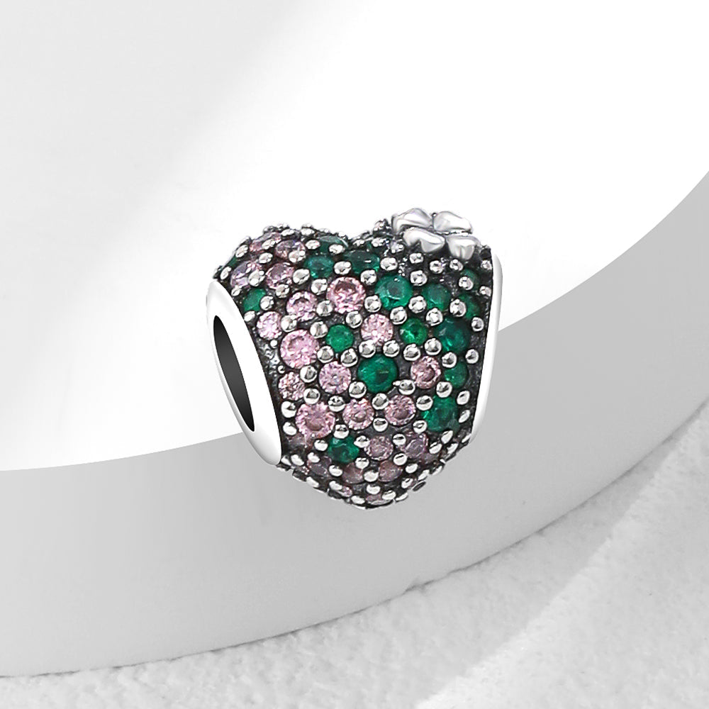 Corazon Diamantado Rosa Y Verde