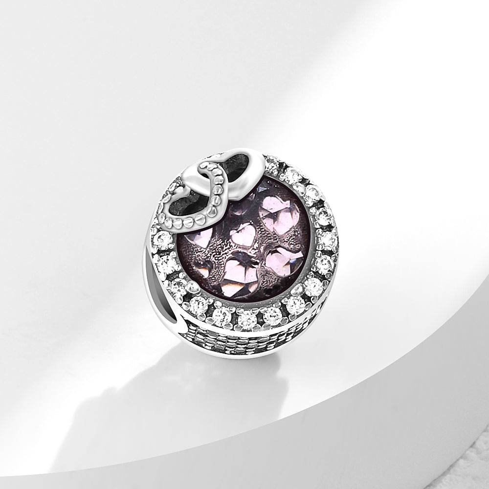 Rosa Diamantado Corazones Dobles