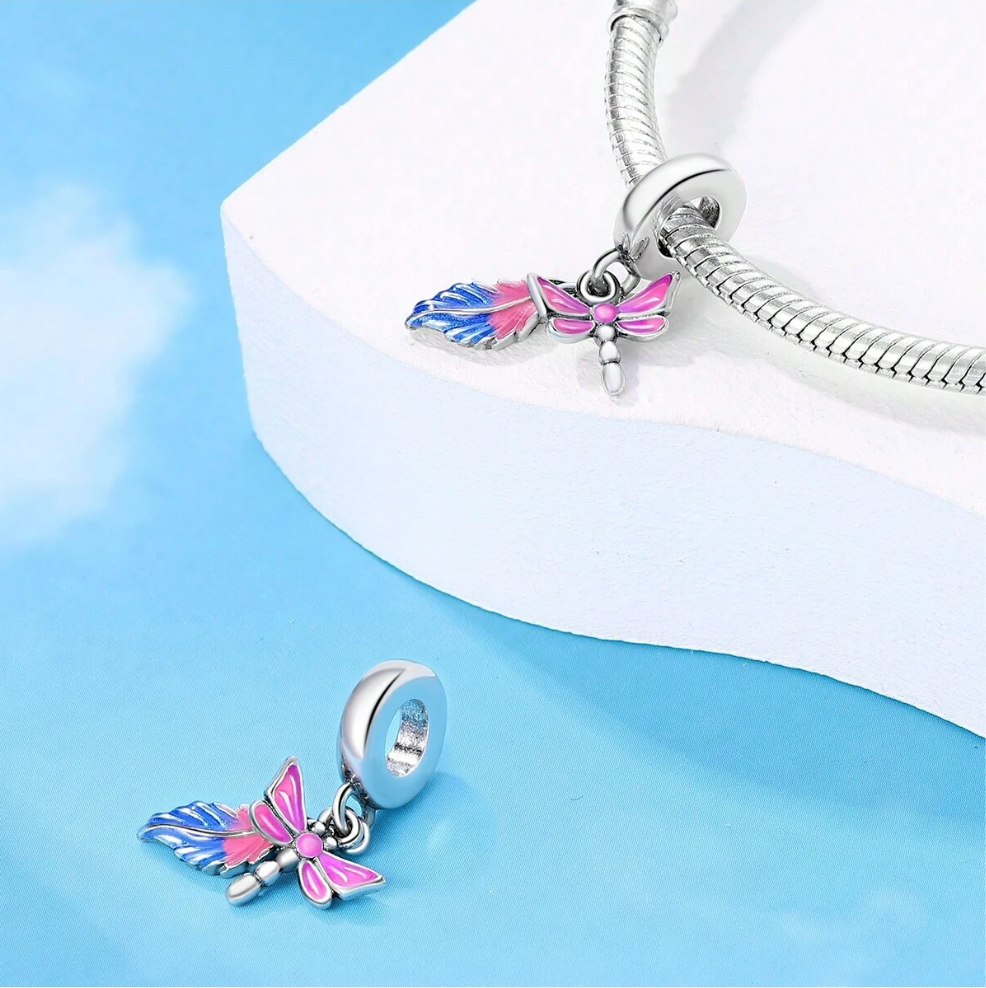 Libelula Rosa & Pluma Azul