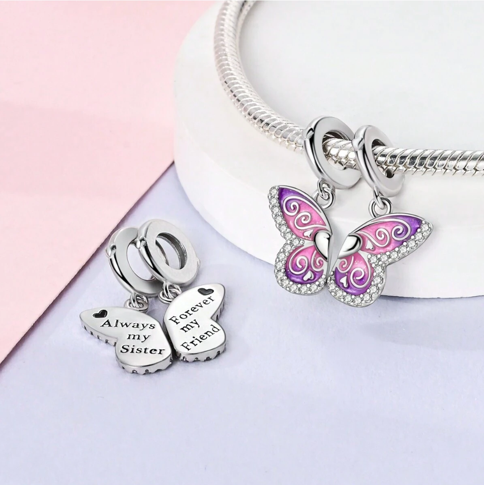 Mariposa Rosa y Corazón Liso