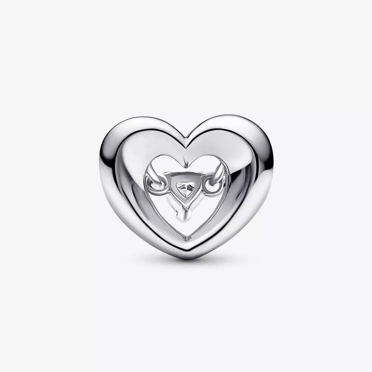 Corazon con Piedra Plateado