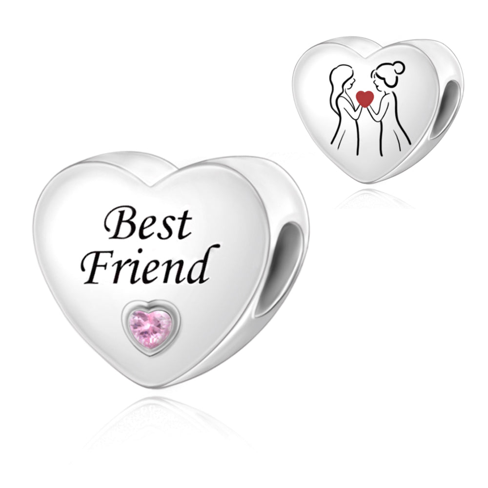 Corazón Plateado "Best Friend"