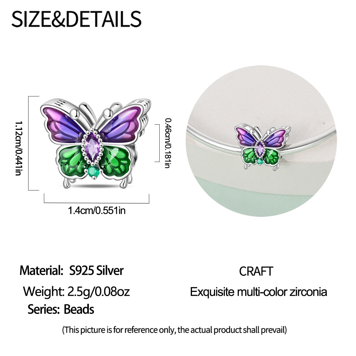 Mariposa Morada y Verde