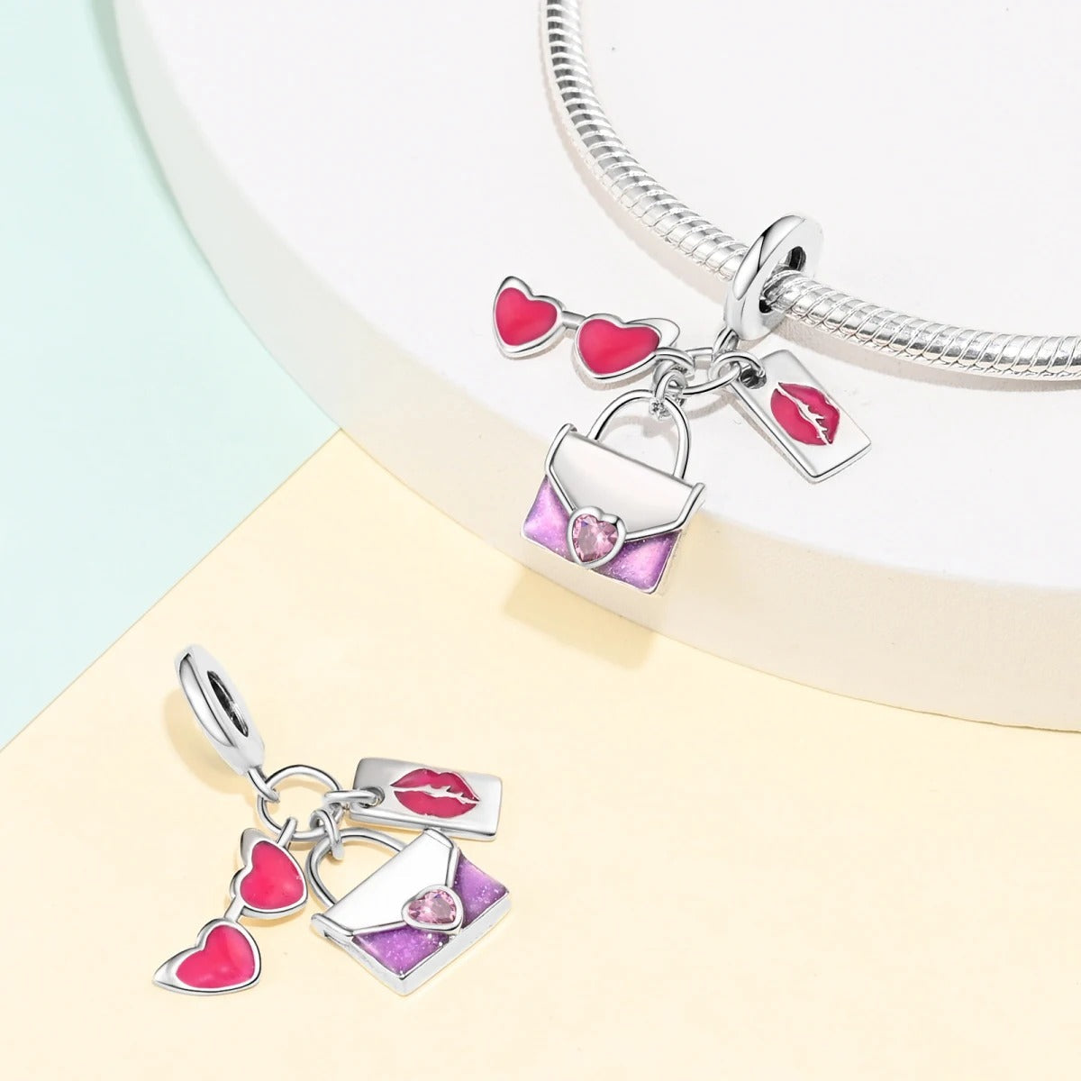 Lentes de Corazón, Bolso y Carta Rosa