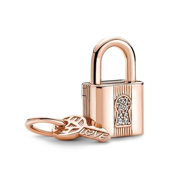 Candado y Llave Love Dorado Rosa