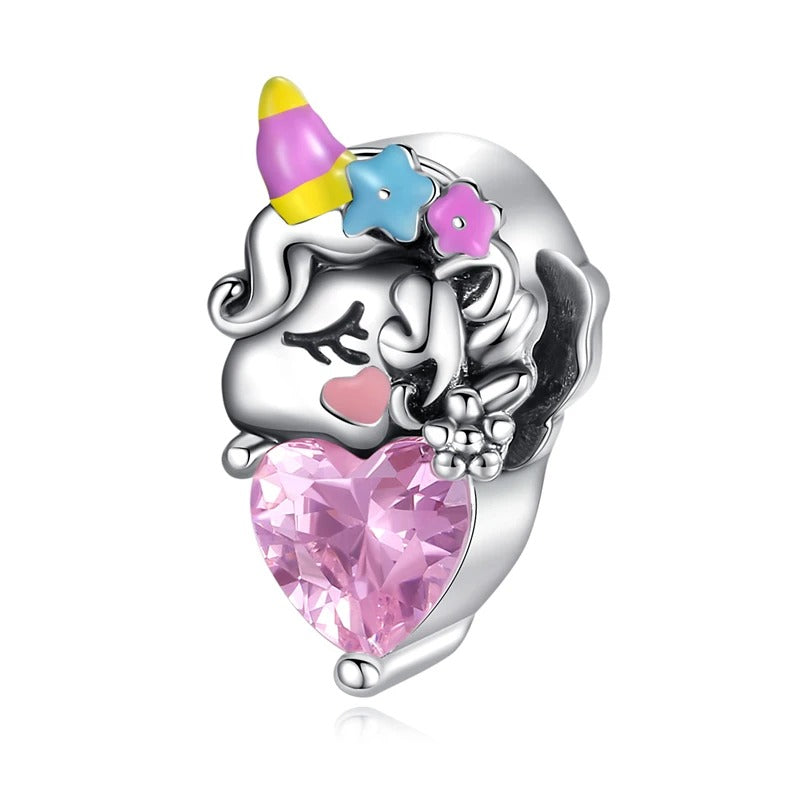 Cabeza de Unicornio y Corazón Rosa