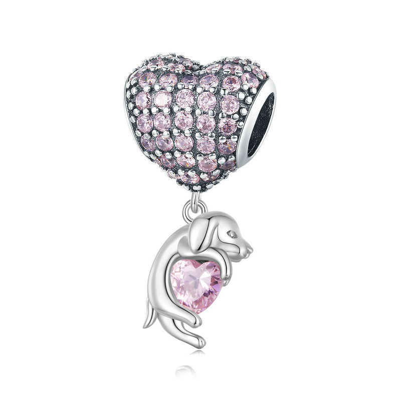 Corazon Brillante Rosa & Perrito