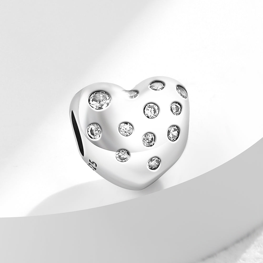 Corazon Plateado Con Brillos