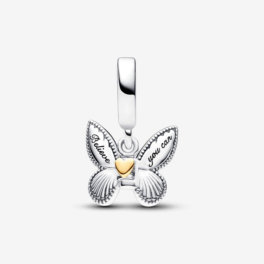 Mariposa Azul y Corazón Dorado