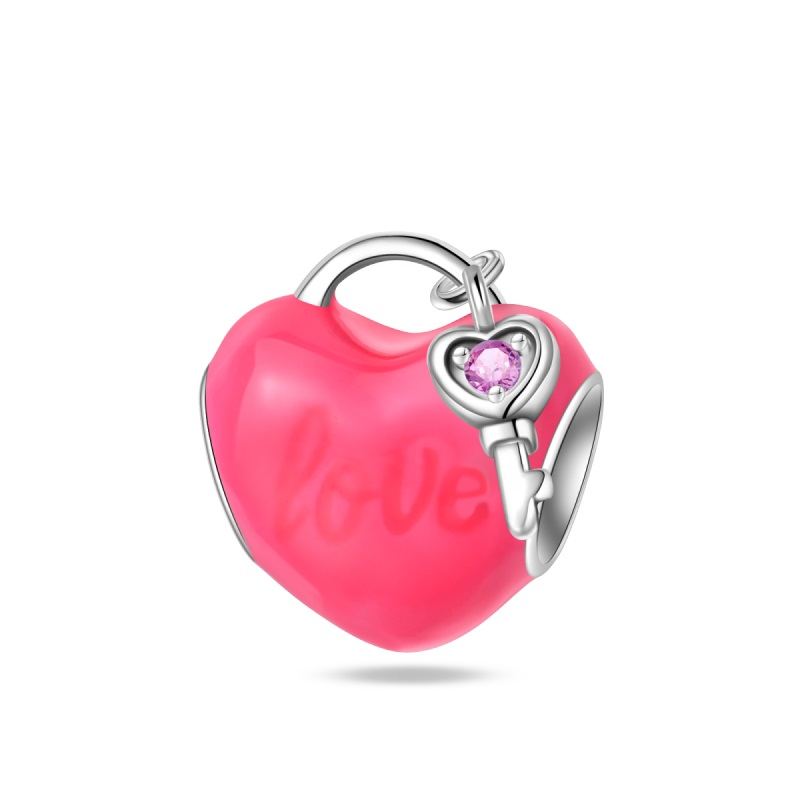 Corazón Love Rosa y Llave Rosa