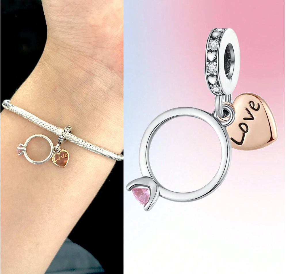 Amuleto de Anillo y Corazón Love