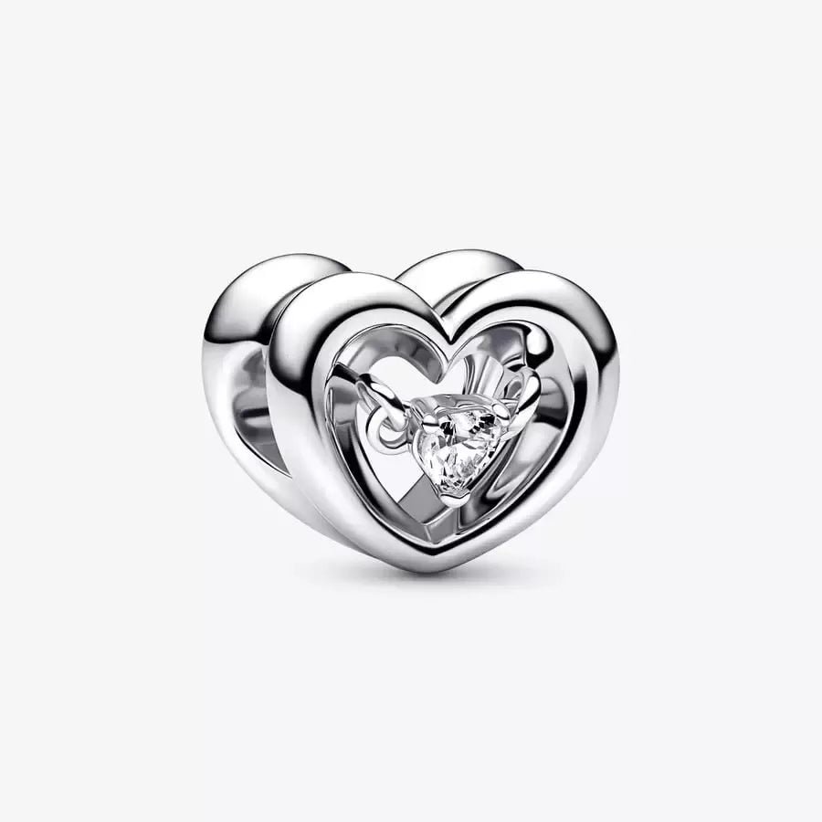 Corazon con Piedra Plateado