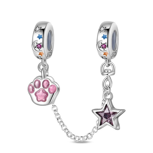 Cadena de Seguridad Huella de Mascota y Estrella