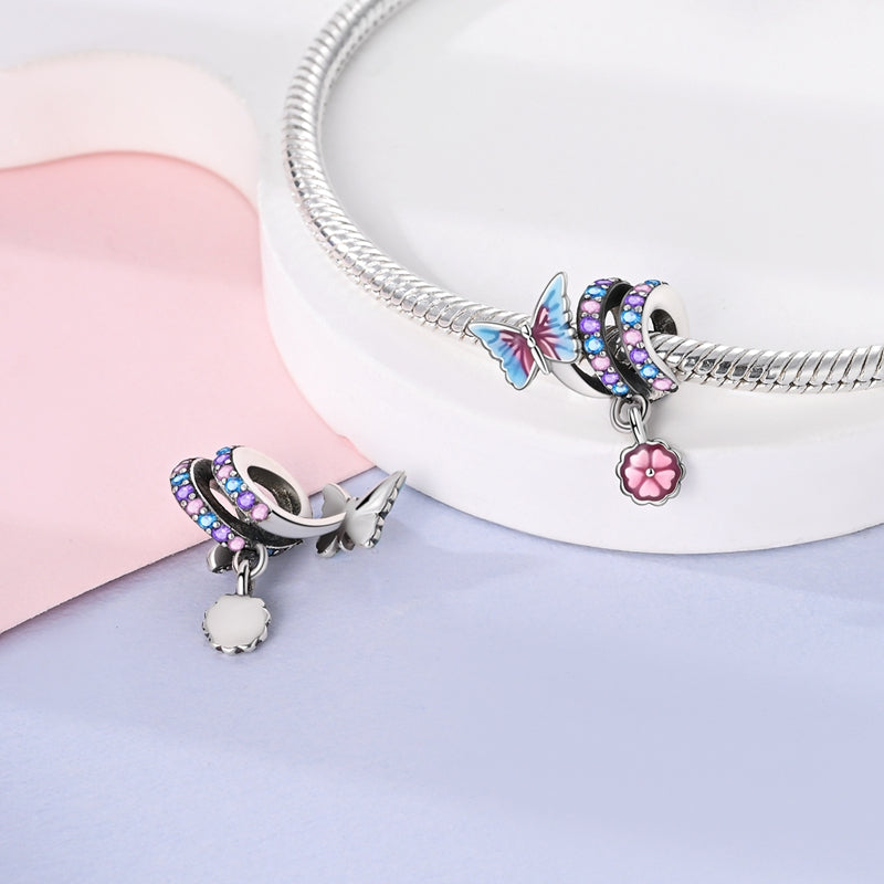 Mariposa de Espiral y Trébol Rosa