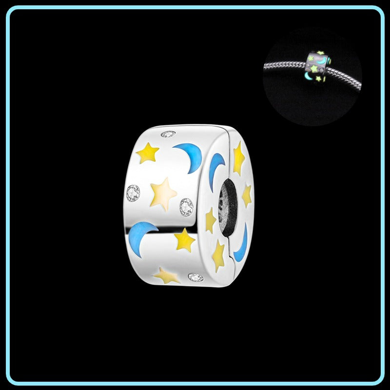 Clip Abalorio Luna & Estrellas Fluorescente
