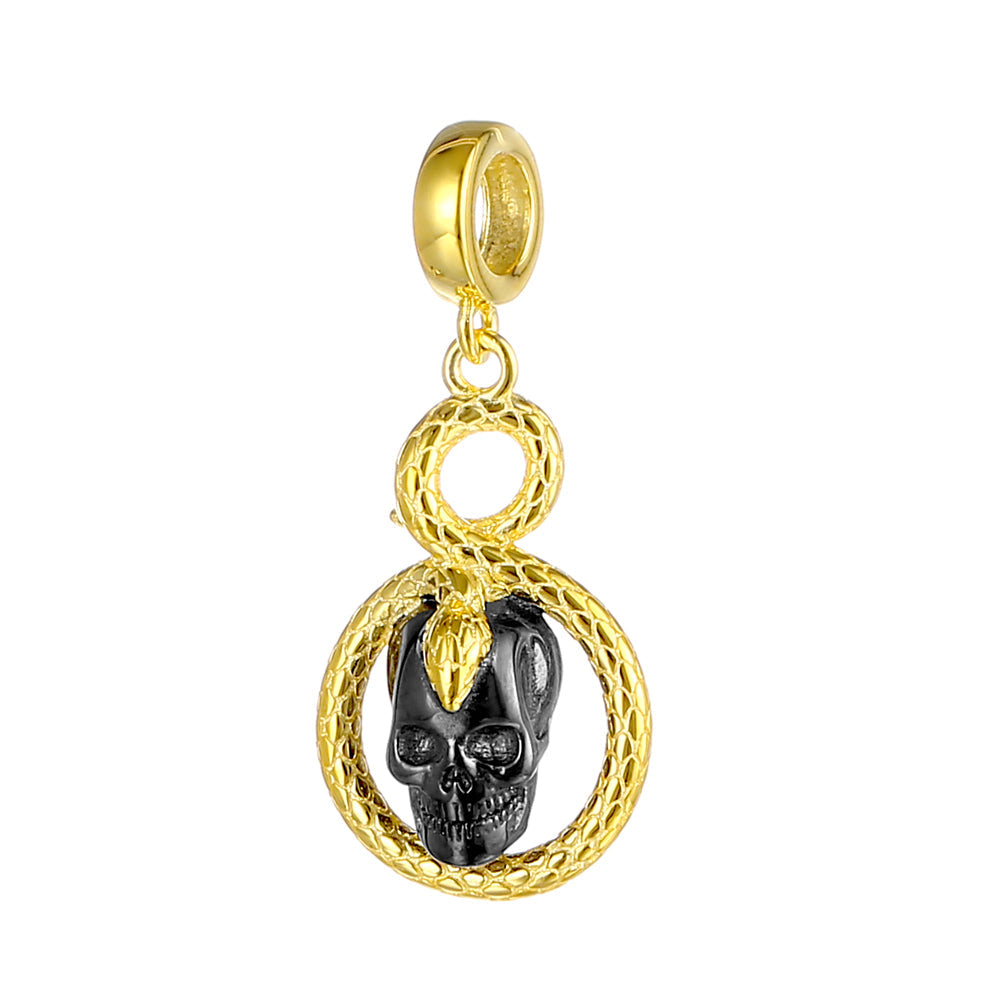 Colgante De Serpiente Con Calavera Negra