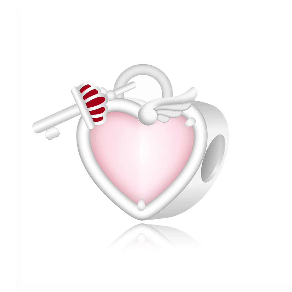 Corazon Rosa Con Llave