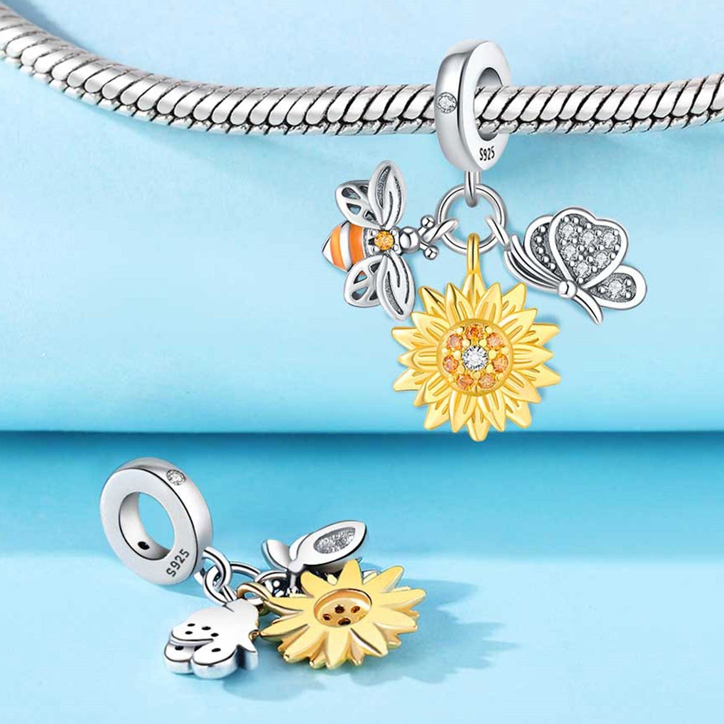 Abeja, Girasol & Mariposa