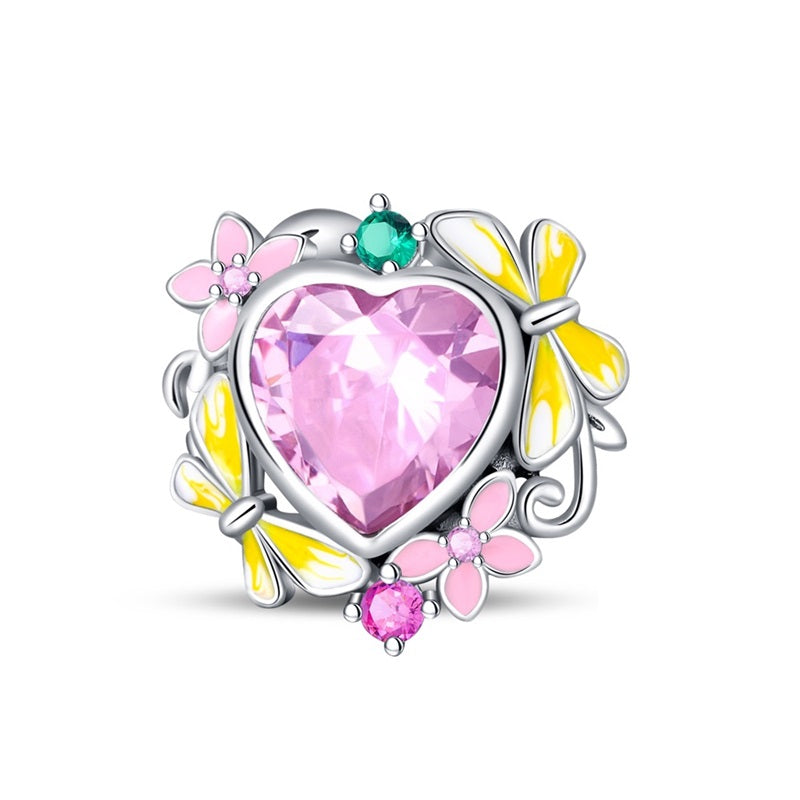 Corazon Rosa y Mariposas Amarillas
