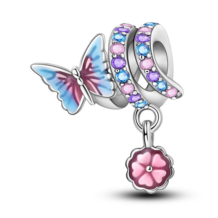 Mariposa de Espiral y Trébol Rosa