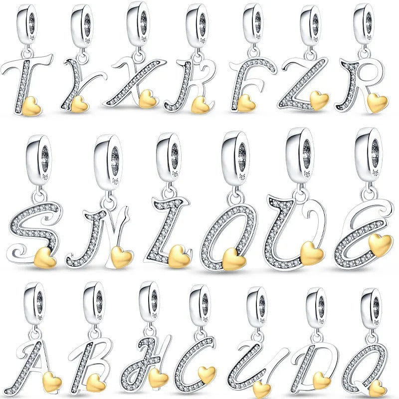 Letras del Alfabeto y Corazón Dorado