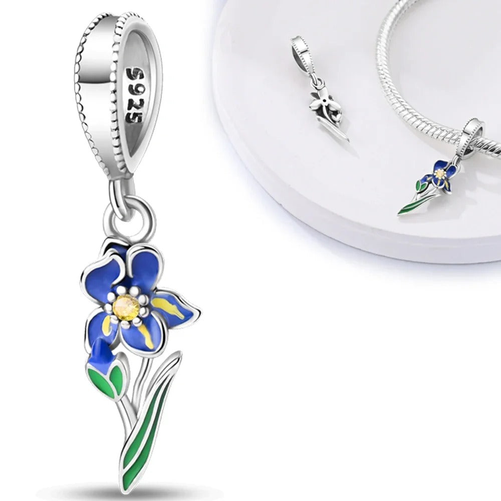 Flor Azul con Tallo