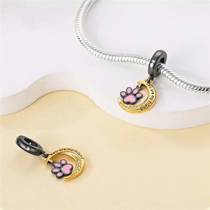 Huella de Felino y Luna Dorada "You Are My Friend"