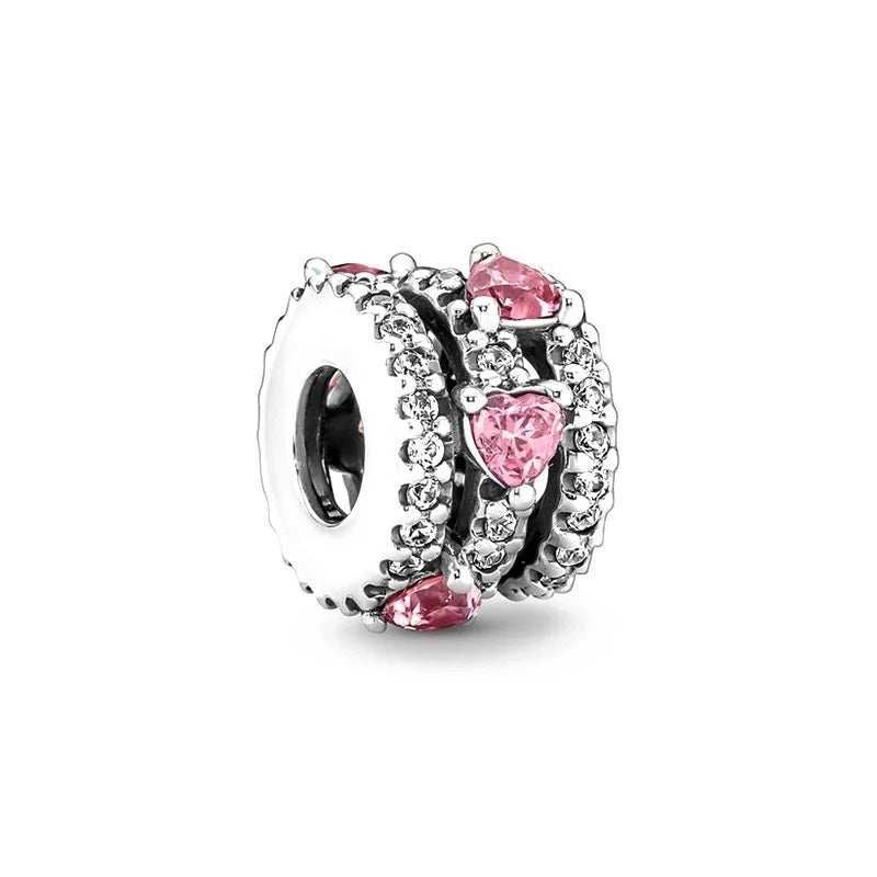 Abalorio de Corazones Rosas