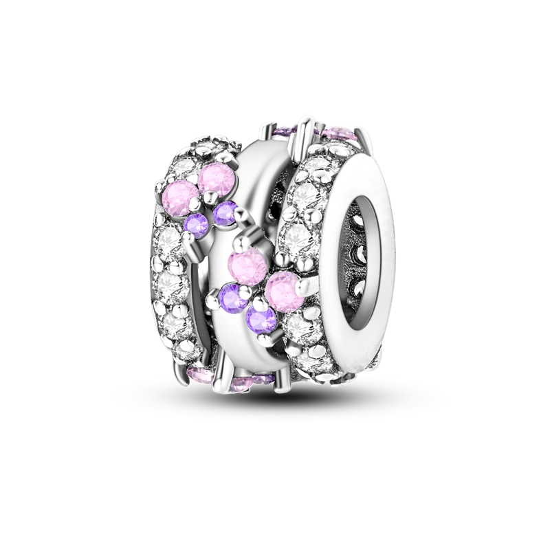 Abalorio de Flores Rosas Diamantadas