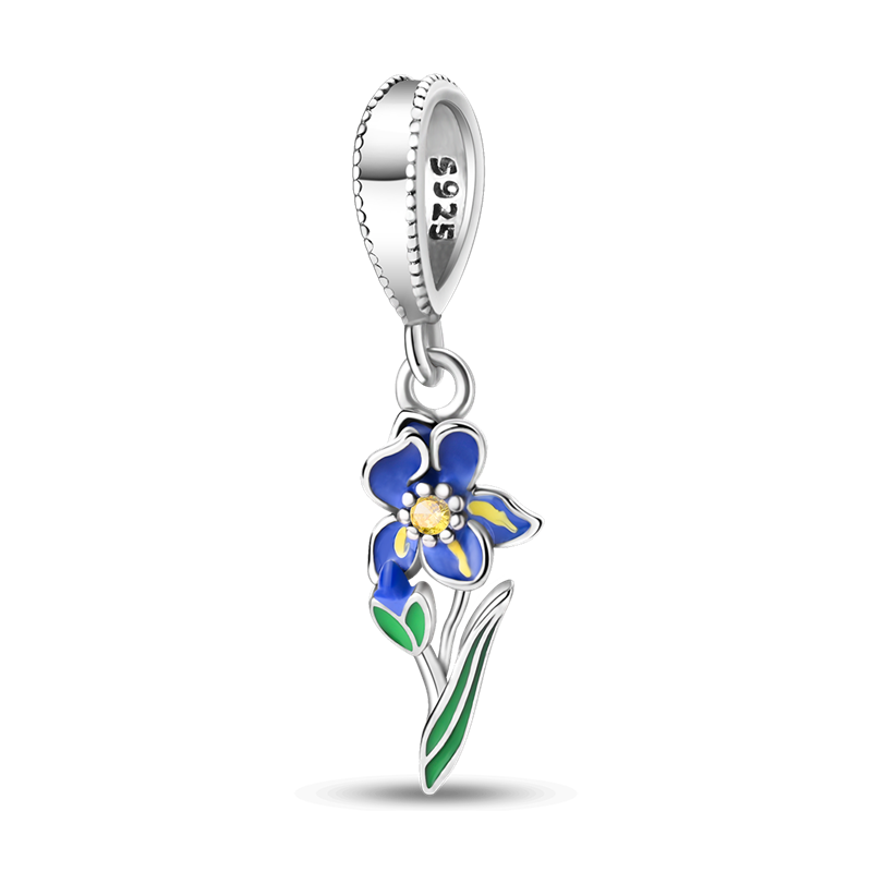 Flor Azul con Tallo