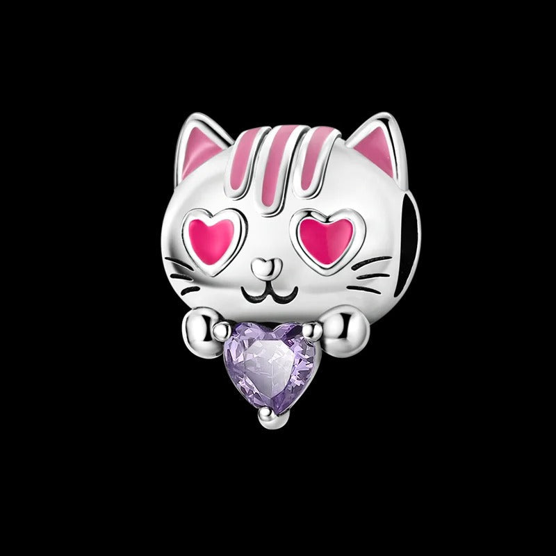 Gatito Enamorado y Corazón Morado
