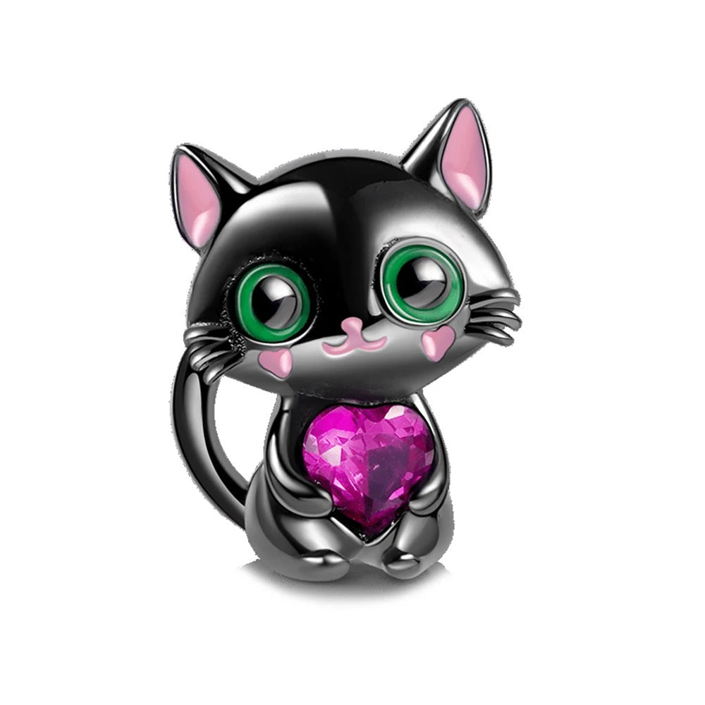 Gatito Negro y Corazón Rosa