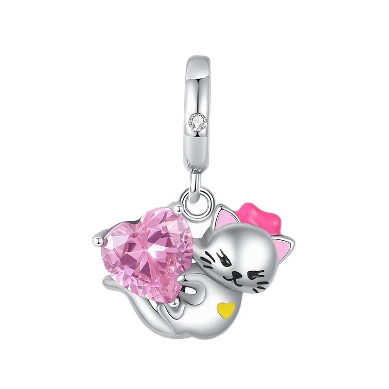 Gatito y Corazón Rosa