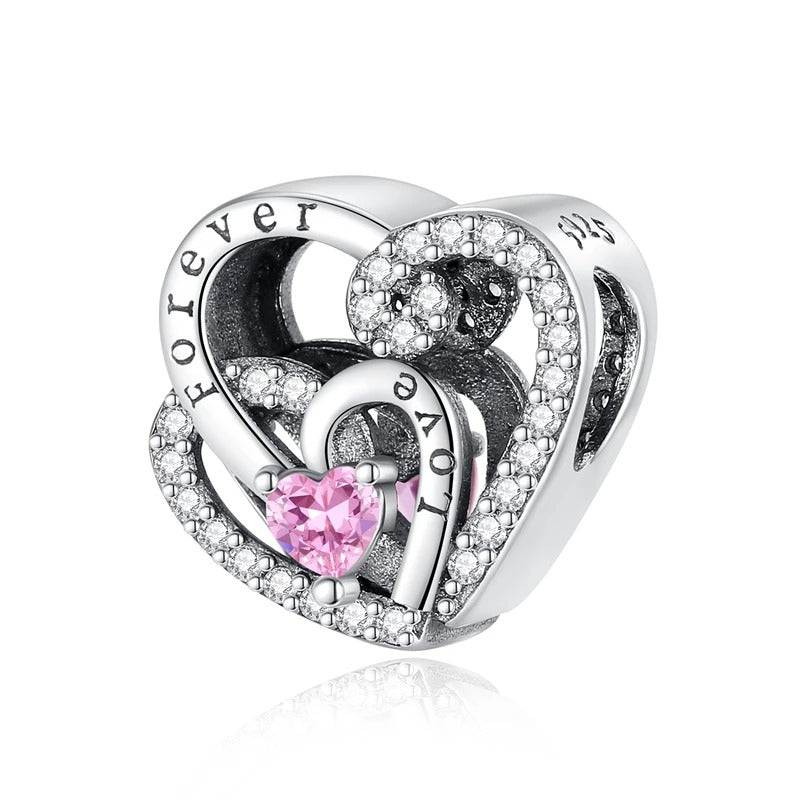 Doble Corazón Diamantado "Love Forever"