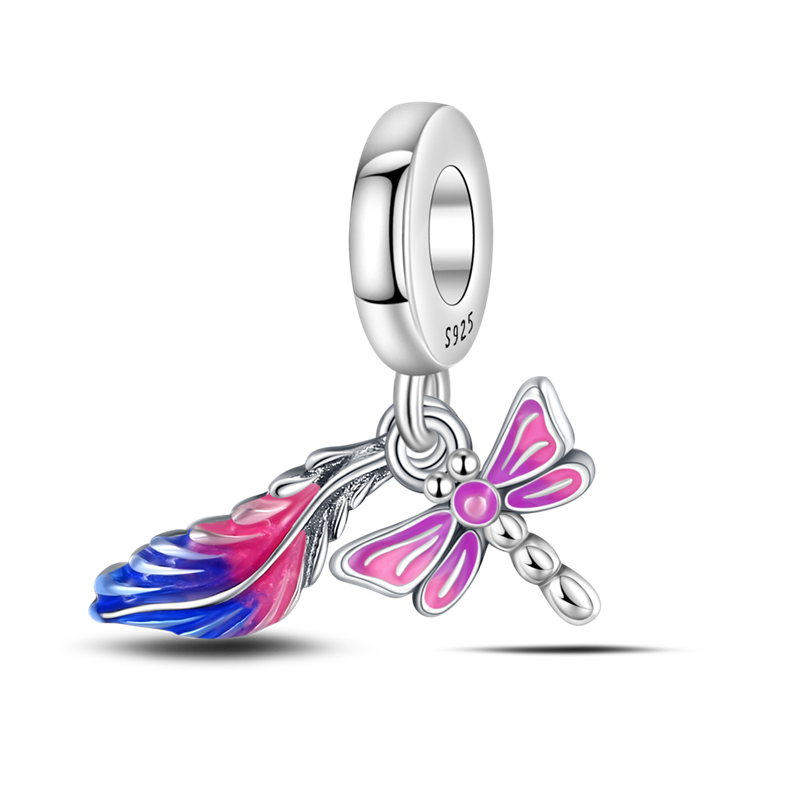 Libelula Rosa & Pluma Azul