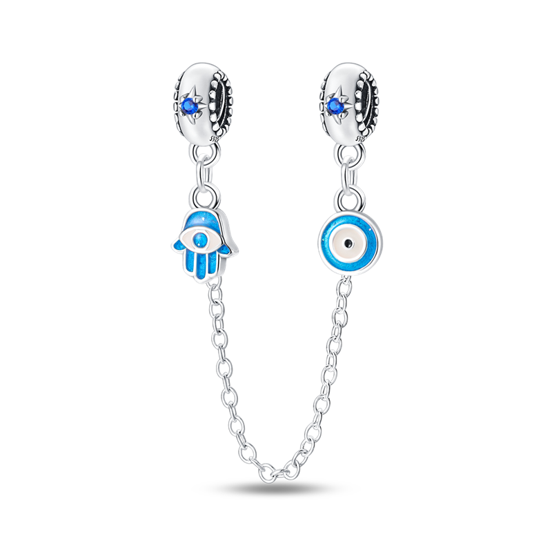 Cadena de Seguridad Hamsa & Ojo Turco Fluorescente