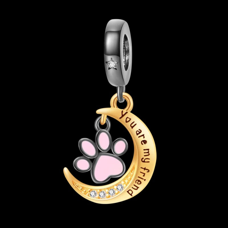 Huella de Felino y Luna Dorada "You Are My Friend"