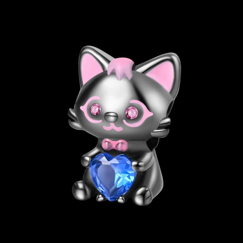 Gatito Negro y Corazón Azul