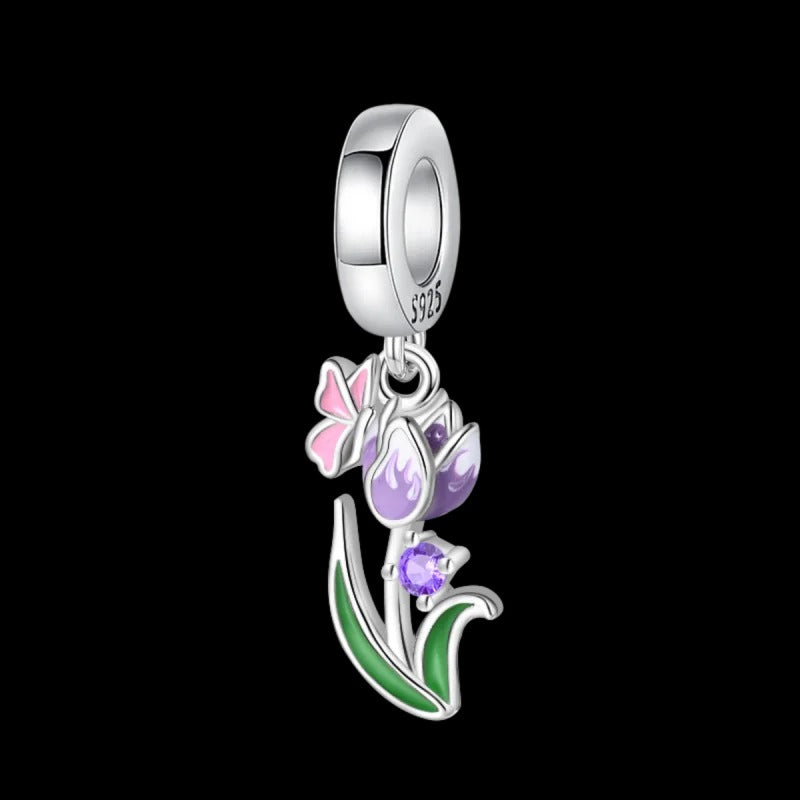 Tulipán Morado y Mariposa